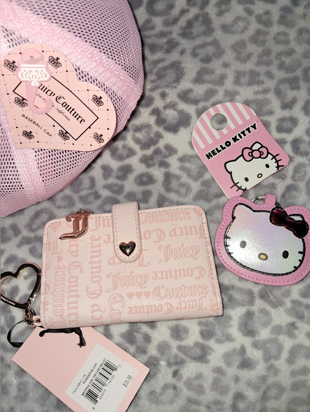 Juicy Couture Pink Baseball Cap + Wallet + Hello Kitty Purse Charm - Picture 5 of 6
